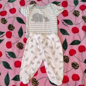 Elephant Striped Gray Baby Bodysuit